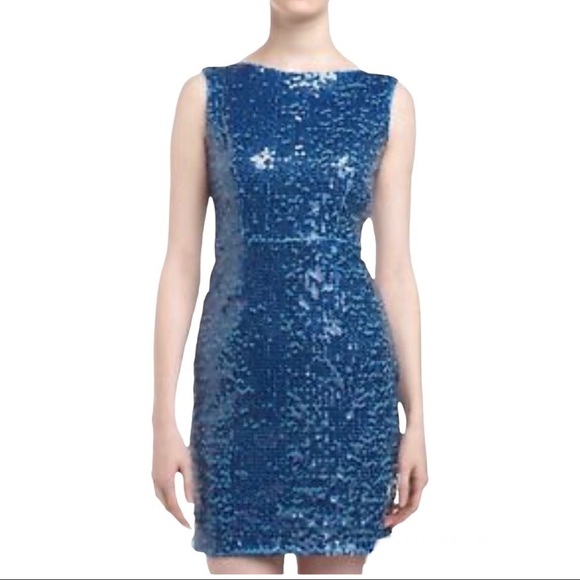 Marc New York Andrew Marc Blue Sequin Mini Dress - Picture 1 of 6